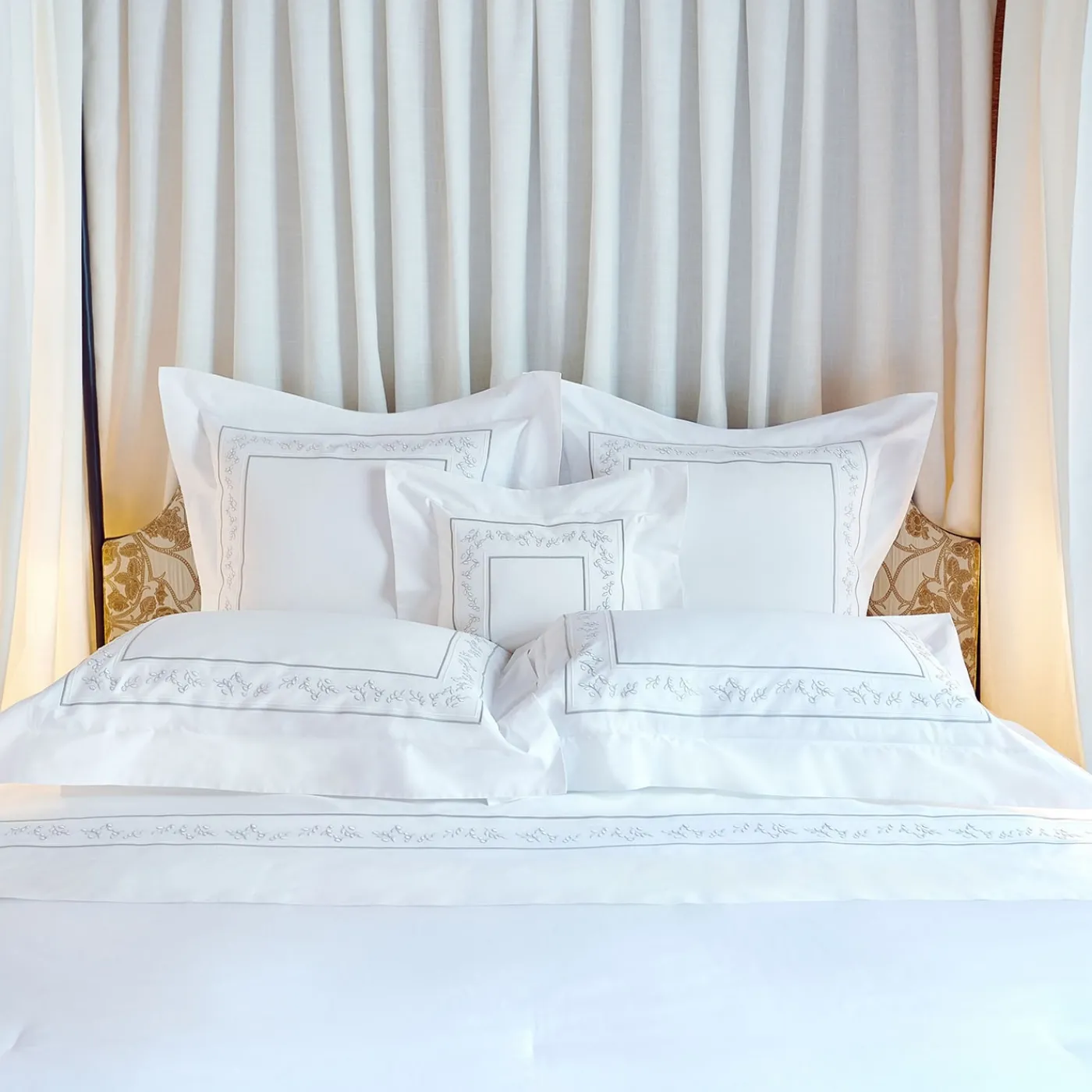 Verderoccia Copripiumino Roma Bianco e Argento Oliva US King> Biancheria Da Letto