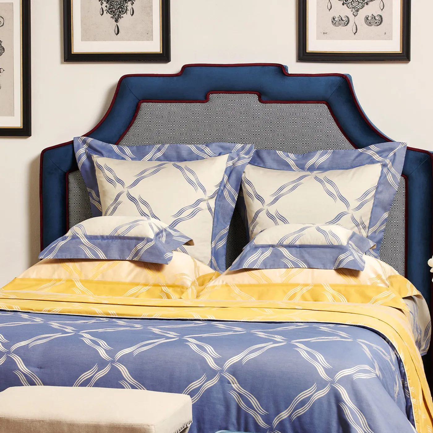 Verderoccia Copripiumino Tuffo Jacquard Assisi Blue US King> Biancheria Da Letto