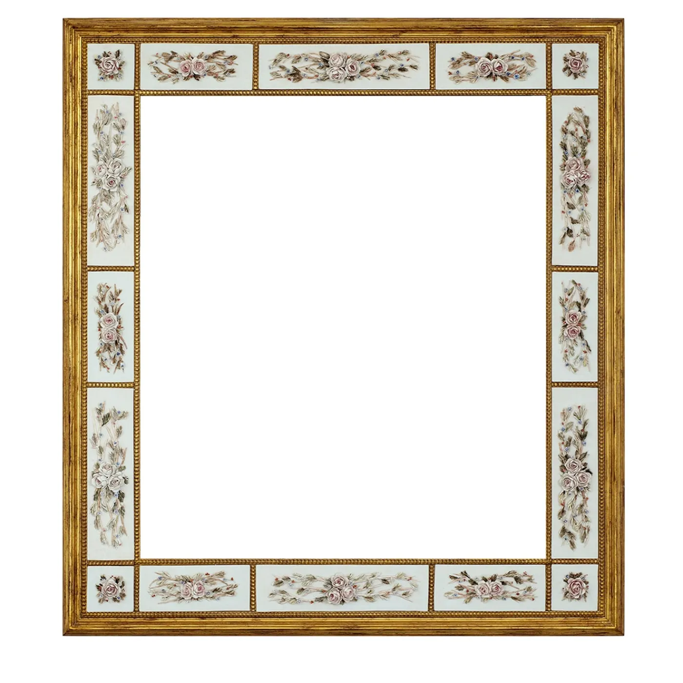 Caiafa Cornice in porcellana con rose rosa> Cornici