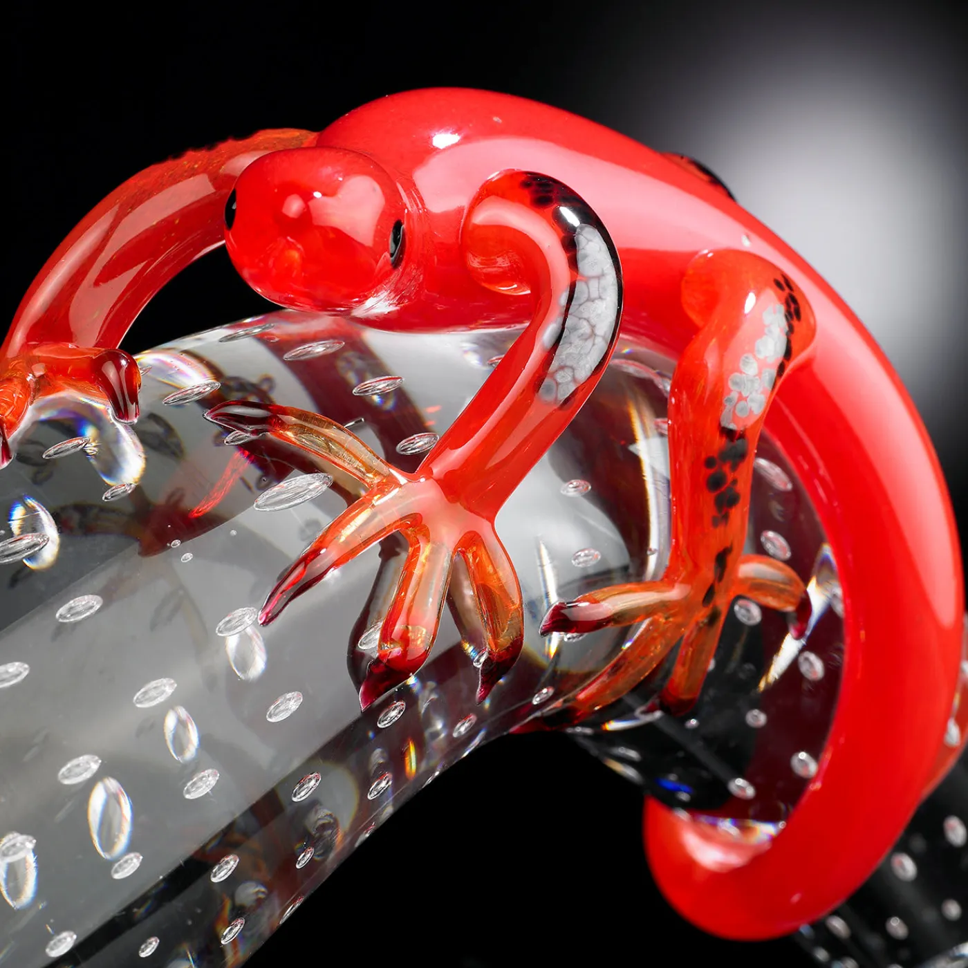 VGnewtrend Corno di vetro con geco rosso> Statuine