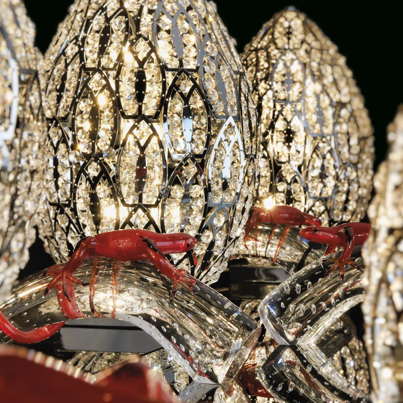 VGnewtrend Corno di vetro con geco rosso> Statuine