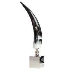 Petri Firenze Corno verticale con base in ottone nichelato Scultura> Sculture Decorative