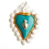 Cuore di Argilla CUORE IN CERAMICA BIANCO E TURCHESE DI SUMMER CALLING> Sculture Da Parete