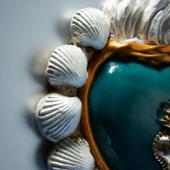 Cuore di Argilla CUORE IN CERAMICA BIANCO E TURCHESE DI SUMMER CALLING> Sculture Da Parete