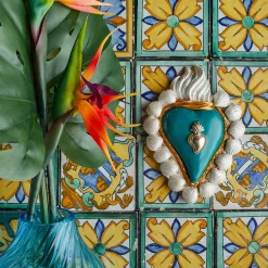 Cuore di Argilla CUORE IN CERAMICA BIANCO E TURCHESE DI SUMMER CALLING><noscript><img width=