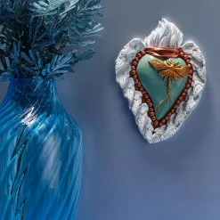 Cuore di Argilla CUORE IN CERAMICA ORO E VERDE EFFETTO EPHEMERUS> Sculture Da Parete