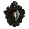 Cuore di Argilla CUORE IN CERAMICA SMALTATO NERO PUNK ROSE> Sculture Da Parete