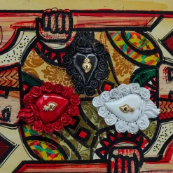 Cuore di Argilla CUORE IN CERAMICA SMALTATO NERO PUNK ROSE><noscript><img width=