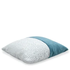 l'Opificio Cuscino Carrè Bis blu in Velluto di Lino e Tessuto Jacquard> Cuscini