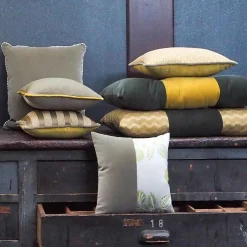 l'Opificio Cuscino Carrè in velluto di cotone muschiato e tessuto jacquard><noscript><img width=