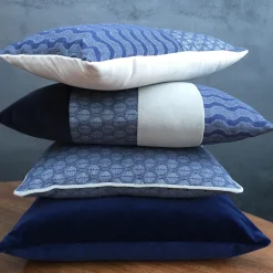 l'Opificio Cuscino Carrè in velluto di cotone blu> Cuscini