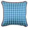 l'Opificio Cuscino Carrè turchese e blu in tessuto jacquard a pois> Cuscini