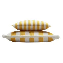 LO Decor Cuscino da esterno Happy bianco e giallo con frange> Cuscini