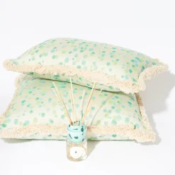 Carola fra i Trulli Cuscino grande con frange verdi e acquatiche> Cuscini