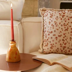 Carola fra i Trulli Cuscino grande con frange color caramello e marrone><noscript><img width=