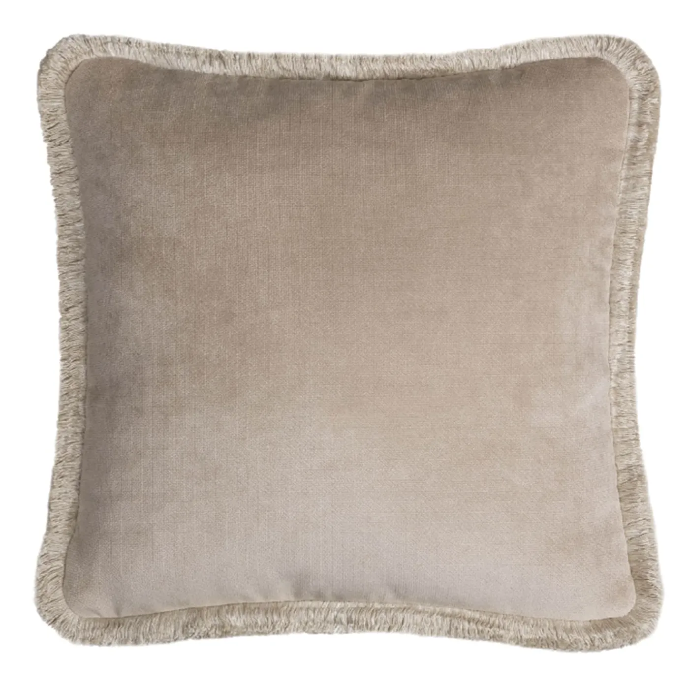 LO Decor Cuscino Happy in velluto beige con frange beige> Cuscini