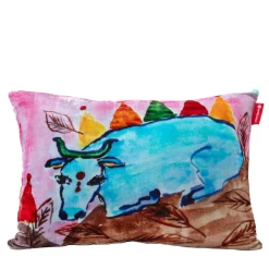 Coralla Maiuri Cuscino imbottito in velluto di seta blu e viola> Cuscini