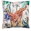 Grand Tour by Vito Nesta Cuscino in lino Animalia con giraffe e fiori blu> Cuscini