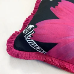 Sergio Villa Cuscino quadrato con frange Black Flower di Carlo Rampazzi><noscript><img width=