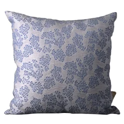 The House of Lyria Cuscino quadrato Murcia in jacquard floreale argentato e blu> Cuscini