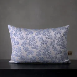 The House of Lyria Cuscino rettangolare in jacquard blu e argentato con motivo floreale Murcia> Cuscini
