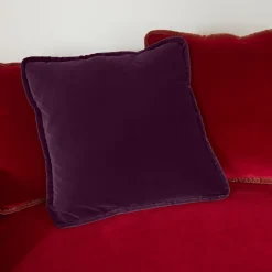 Biosofa Cuscino reversibile in fantasia floreale e velluto bordeaux><noscript><img width=