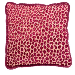 Biosofa Cuscino reversibile in velluto Couture rosso e leopardo Glam> Cuscini