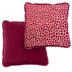 Biosofa Cuscino reversibile in velluto Couture rosso e leopardo Glam> Cuscini