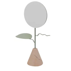 Nunzia Ponsillo Custode Portagioielli Portogallo verde salvia/rosa con specchio> Specchi Da Tavolo