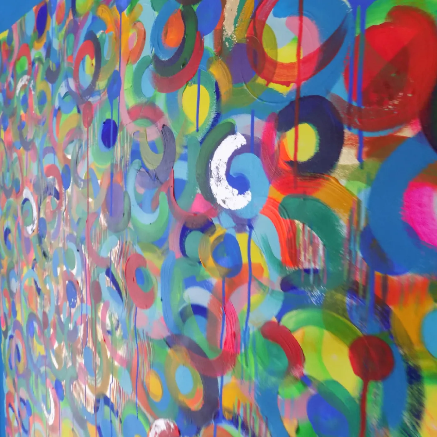 Elisabetta Milan Danza dei colori Pittura acrilica di grandi dimensioni in blu> Pannelli Decorativi