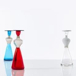 Venini Donna Campigliesca Vaso antropomorfo in vetro blu di Gio Ponti> Bottiglie Decorative