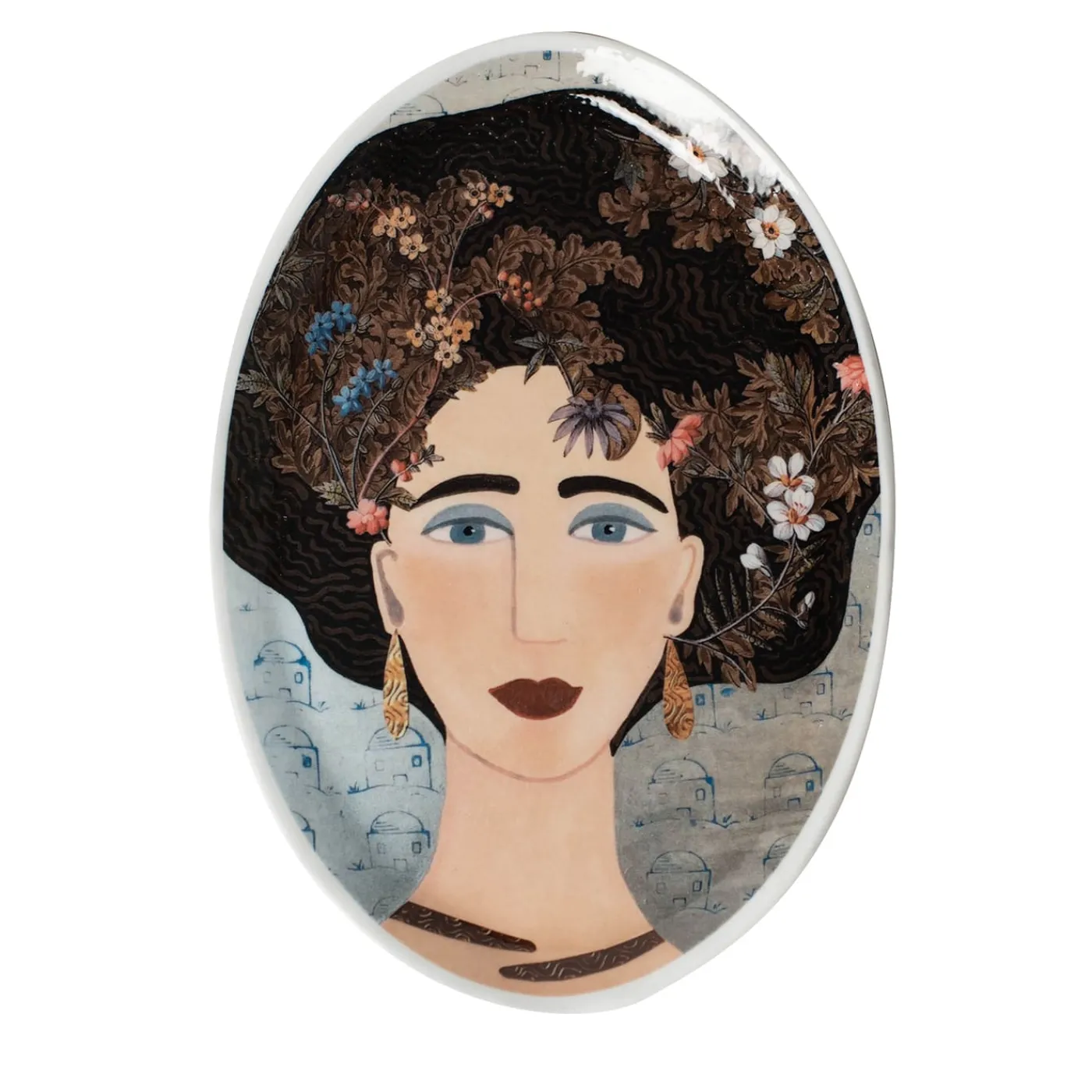 Vetrofuso DONNE FIORITE Set di 2 vassoi ovali Polina> Piatti Decorativi