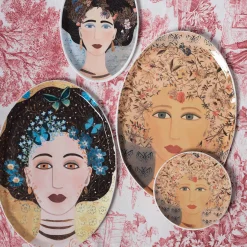 Vetrofuso DONNE FIORITE Vassoio ovale Ariel> Piatti Decorativi