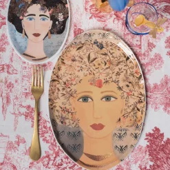 Vetrofuso DONNE FIORITE Vassoio ovale Ariel><noscript><img width=