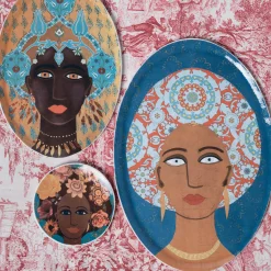 Vetrofuso DONNE FIORITE Vassoio ovale Aisha> Piatti Decorativi