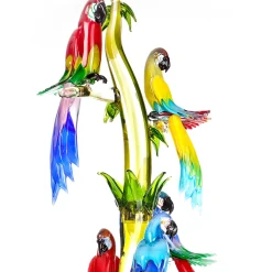 Zanetti Murano Enorme albero in vetro di Murano con 7 pappagalli> Sculture Decorative