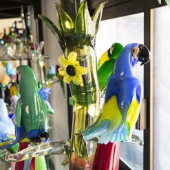 Zanetti Murano Enorme albero in vetro di Murano con 7 pappagalli><noscript><img width=