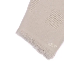 San Patrignano Farnese Polvere chiara 100% Cashmere Singolo Plaid con frange corte><noscript><img width=