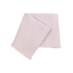 San Patrignano Farnese Soft Pink 100% Cashmere Singolo Plaid con frange corte> Coperte