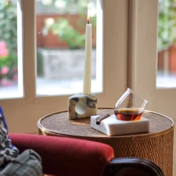 FiammettaV Home Collection FIAMMA portacandele triangolare in marmo Paonazzo satinato> Candelieri E Portacandele