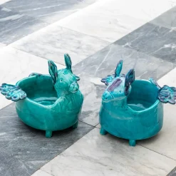 Patrizia Italiano Figurina Asino con Ali in Ceramica Azzurro Chiaro> Statuine