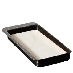 Zanetto Firenze Vassoio rettangolare brunito e bianco crema con tasca vuota> Svuotatasche