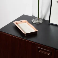 Zanetto Firenze Vassoio rettangolare a tasca vuota in rame e bianco crema> Svuotatasche