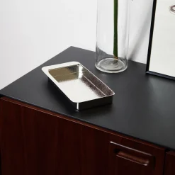 Zanetto Firenze Vassoio rettangolare a tasca vuota argento e bianco panna> Svuotatasche