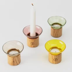 Pieces of Venice Fondamenta Vetrai Set di 4 portacandele in briccola e vetro di Murano><noscript><img width=