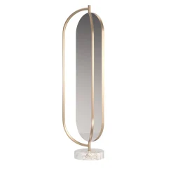 Secolo Giove calacatta marble and satin brass metal mirror> Specchi Da Terra