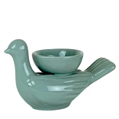 Ceramica Gatti 1928 Grande Portacandela in Ceramica Fiamme Bestiali Colomba Blu Lavagna> Candelieri E Portacandele