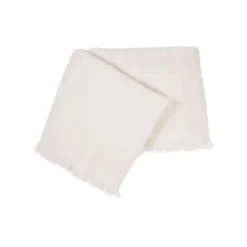 San Patrignano Kimberly Crema 100% Cashmere Doppio Plaid con frange corte laterali> Coperte