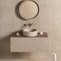 Luce Di Carrara Lavabo da piano in marmo beige rotondo Sartoriale><noscript><img width=