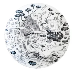 Clara Holt Le rane chiedono un re Piatto in bianco e nero> Piatti Decorativi